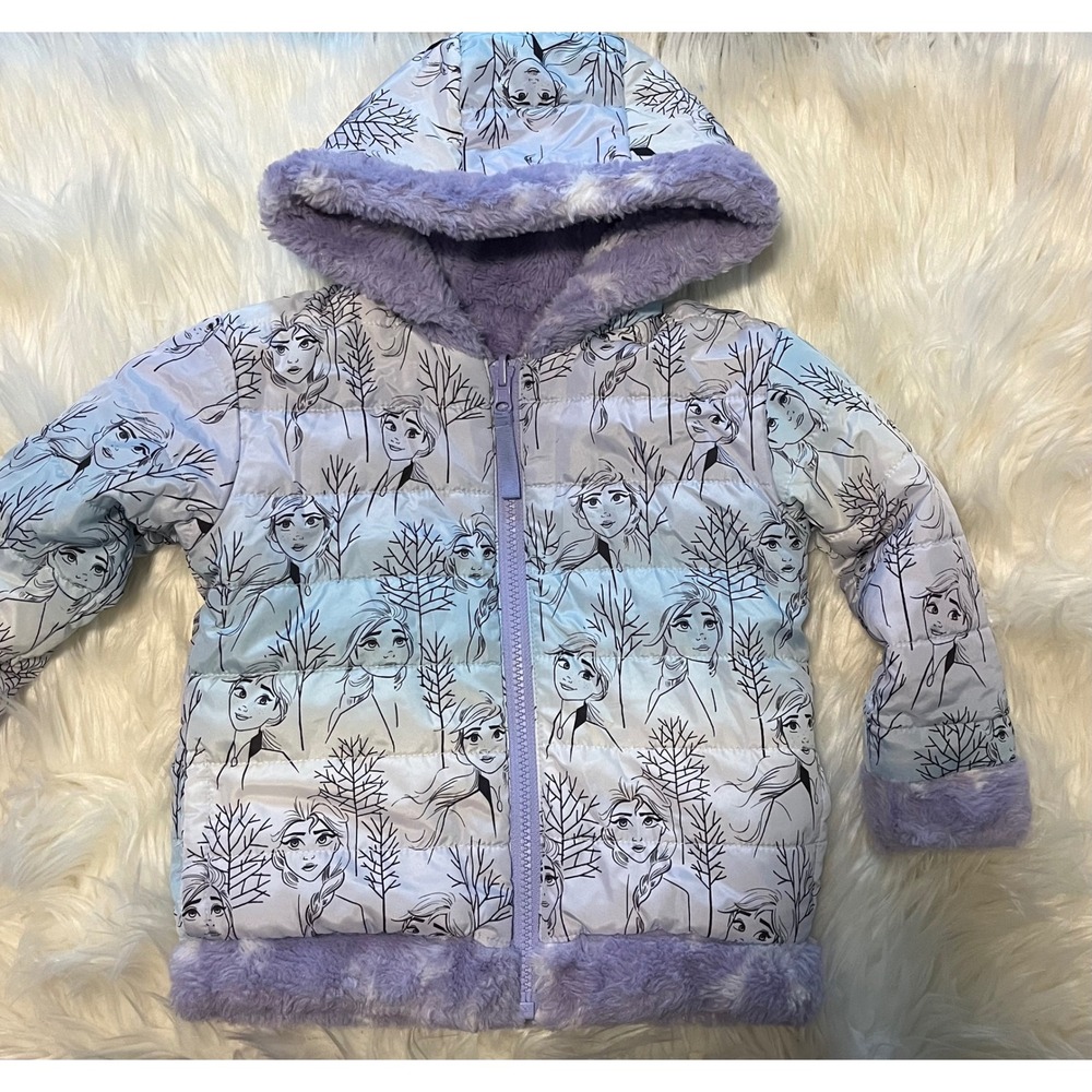 Disney Frozen Puffer / Faux Fur Jacket Reversible 2T